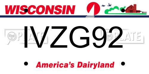 IVZG92 Wisconsin License Plate