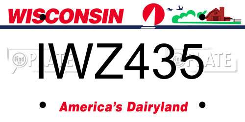 IWZ435 Wisconsin License Plate