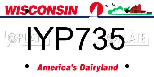 IYP735 Wisconsin License Plate