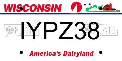 IYPZ38 Wisconsin License Plate
