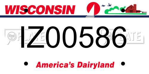 IZ00586 Wisconsin License Plate