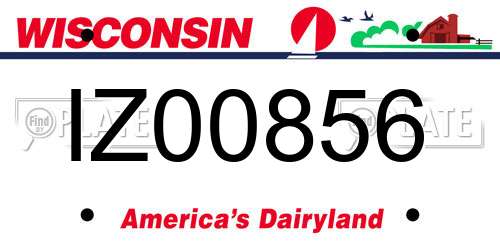IZ00856 Wisconsin License Plate