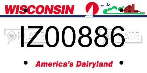 IZ00886 Wisconsin License Plate