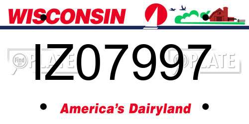 IZ07997 Wisconsin License Plate