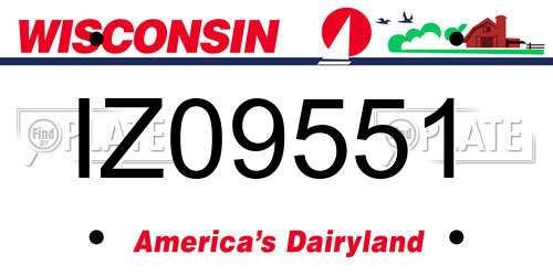 IZ09551 Wisconsin License Plate