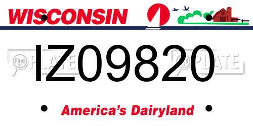 IZ09820 Wisconsin License Plate
