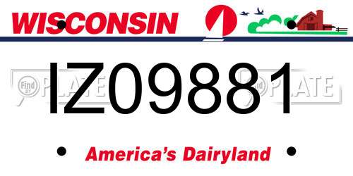 IZ09881 Wisconsin License Plate