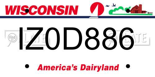 IZ0D886 Wisconsin License Plate