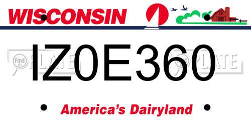 IZ0E360 Wisconsin License Plate