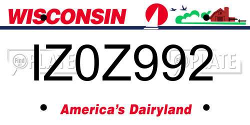 IZ0Z992 Wisconsin License Plate