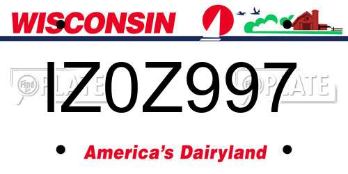 IZ0Z997 Wisconsin License Plate