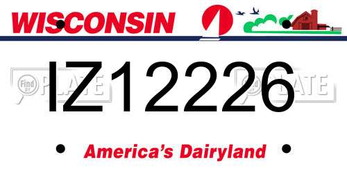 IZ12226 Wisconsin License Plate