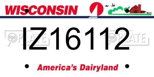 IZ16112 Wisconsin License Plate