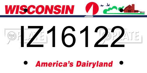 IZ16122 Wisconsin License Plate