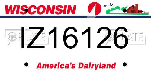 IZ16126 Wisconsin License Plate