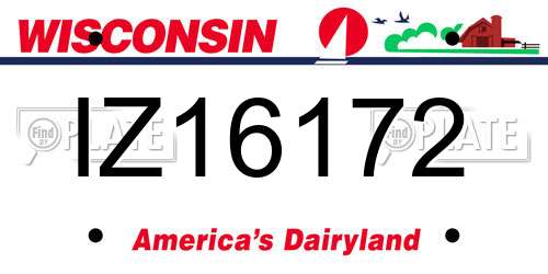 IZ16172 Wisconsin License Plate
