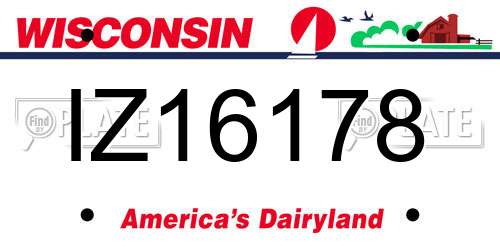 IZ16178 Wisconsin License Plate