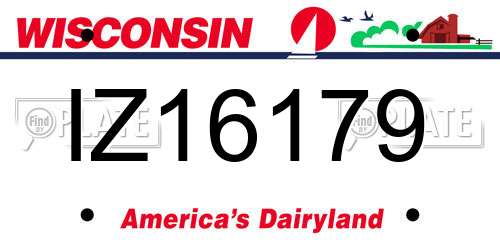 IZ16179 Wisconsin License Plate