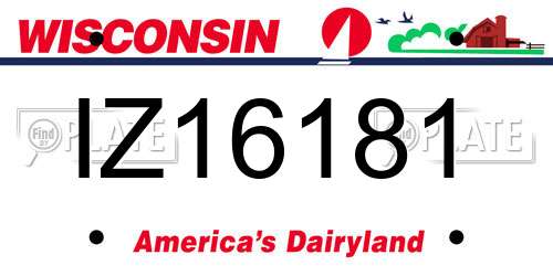 IZ16181 Wisconsin License Plate