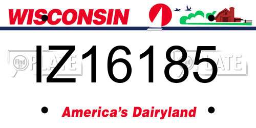 IZ16185 Wisconsin License Plate