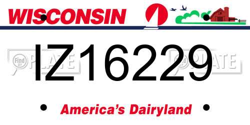 IZ16229 Wisconsin License Plate