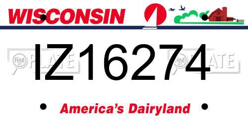 IZ16274 Wisconsin License Plate