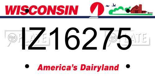 IZ16275 Wisconsin License Plate