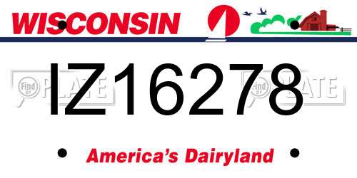 IZ16278 Wisconsin License Plate