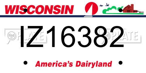 IZ16382 Wisconsin License Plate