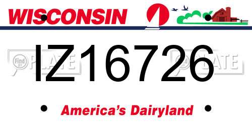 IZ16726 Wisconsin License Plate