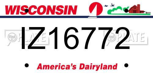 IZ16772 Wisconsin License Plate