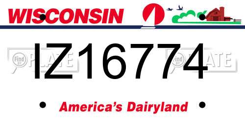 IZ16774 Wisconsin License Plate