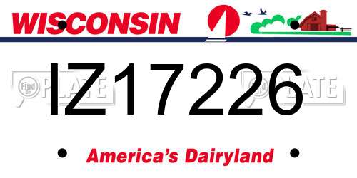 IZ17226 Wisconsin License Plate