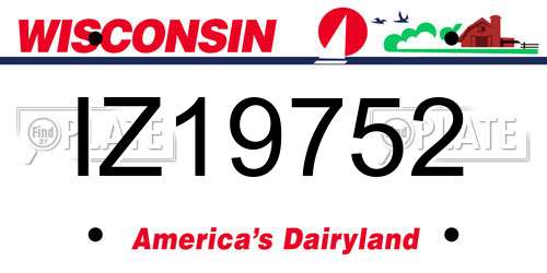 IZ19752 Wisconsin License Plate