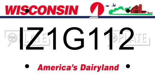 IZ1G112 Wisconsin License Plate