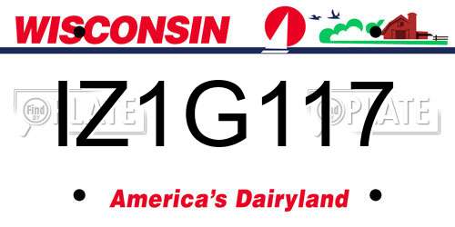 IZ1G117 Wisconsin License Plate
