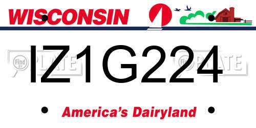 IZ1G224 Wisconsin License Plate