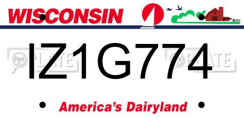 IZ1G774 Wisconsin License Plate