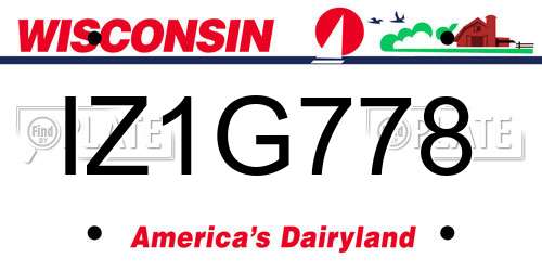 IZ1G778 Wisconsin License Plate