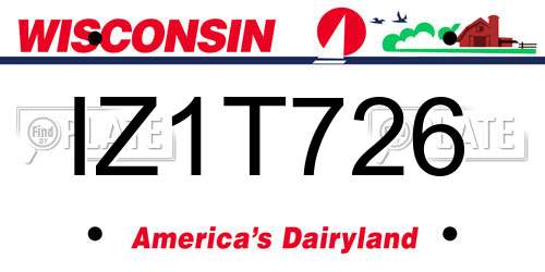 IZ1T726 Wisconsin License Plate