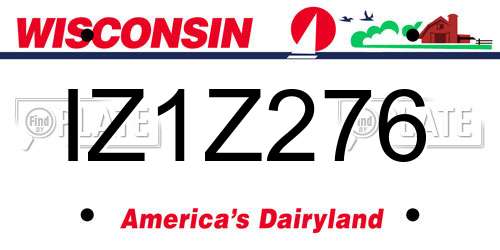 IZ1Z276 Wisconsin License Plate