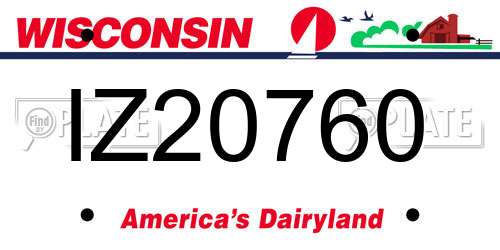 IZ20760 Wisconsin License Plate