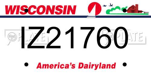 IZ21760 Wisconsin License Plate