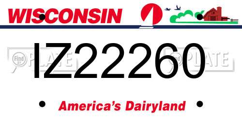 IZ22260 Wisconsin License Plate