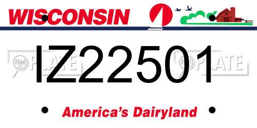IZ22501 Wisconsin License Plate