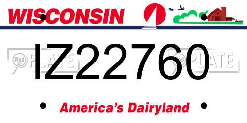 IZ22760 Wisconsin License Plate