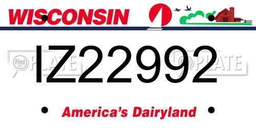 IZ22992 Wisconsin License Plate