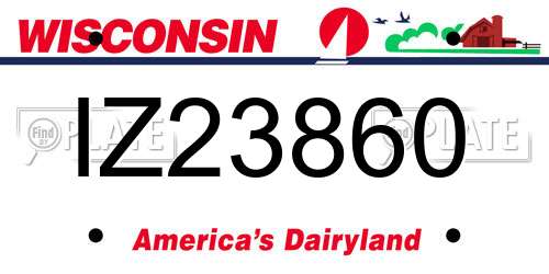 IZ23860 Wisconsin License Plate