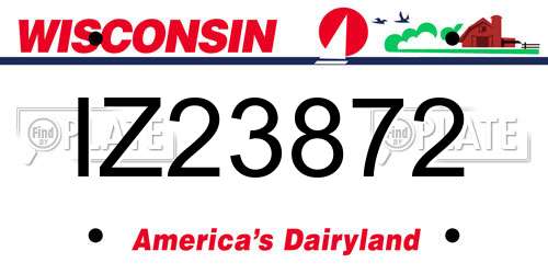 IZ23872 Wisconsin License Plate