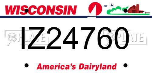 IZ24760 Wisconsin License Plate
